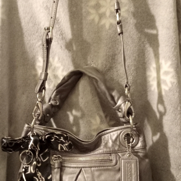 Coach Parker Medium Hippie Silver Leather Crossbody Shoulder Bag EUC - Picture 5 of 14